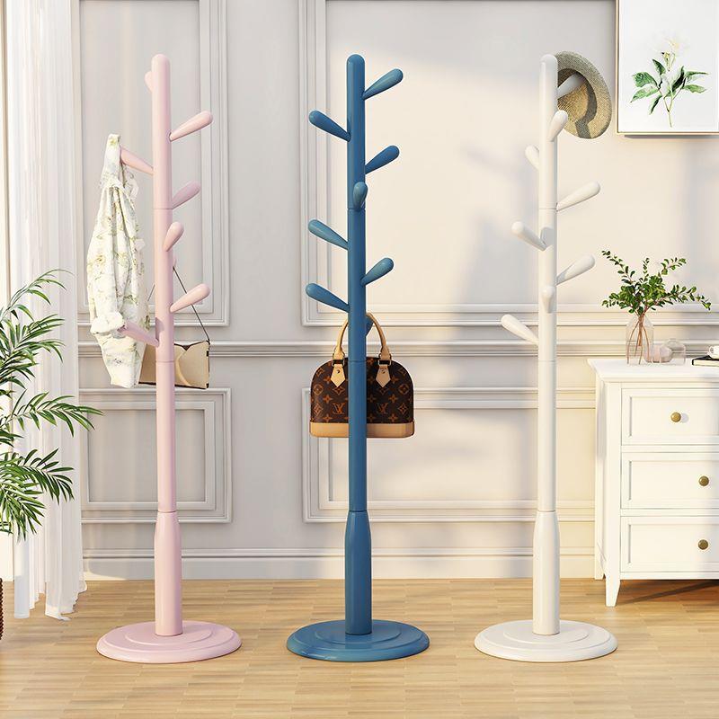 实木衣帽架现代简约家用落地衣服架子网红室内多功能彩色衣帽架
