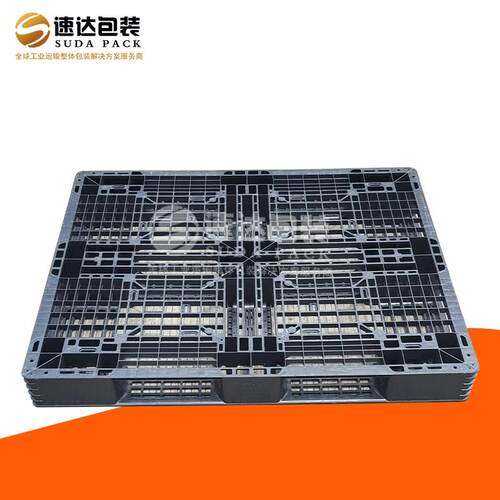 发货快速黑色塑料叉车托盘厂家现货稳固仓储运输网格田字塑料托盘
