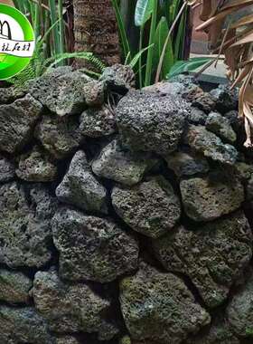 厂家供应多孔大块黑色火山岩垒墙‘石滤料火山岩装饰造景铺地过滤