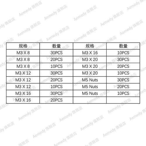 460pcs盒装 黑色沉头内六角螺栓M3/M4/M5螺栓螺母 组合螺丝套件