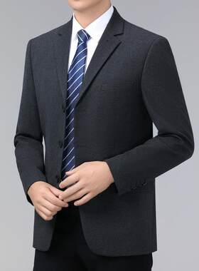 秋冬毛季4613商务休闲西服男中年爸爸西装料高档羊毛装三粒扣单件