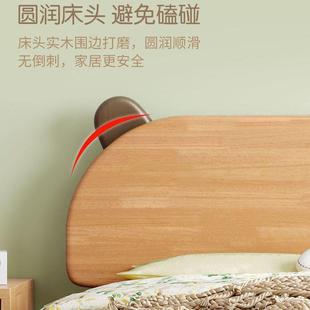 实木儿童床家米用卧室女1孩主公床出租1米单人小TMB床.5橡胶木双