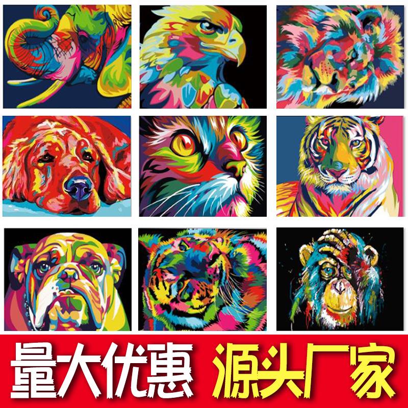 亚马逊跨境数字大尺寸油画diy无框组合框填色油彩画颜料厂家