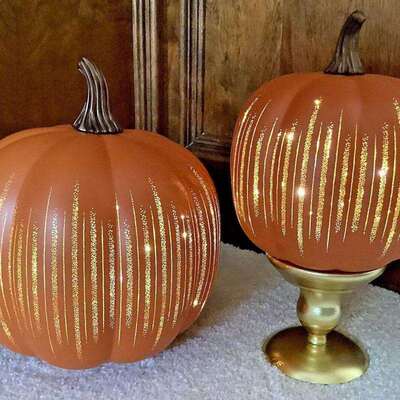 15x17cm Starry Night Glass Pumpkin Orange万圣节南瓜装饰