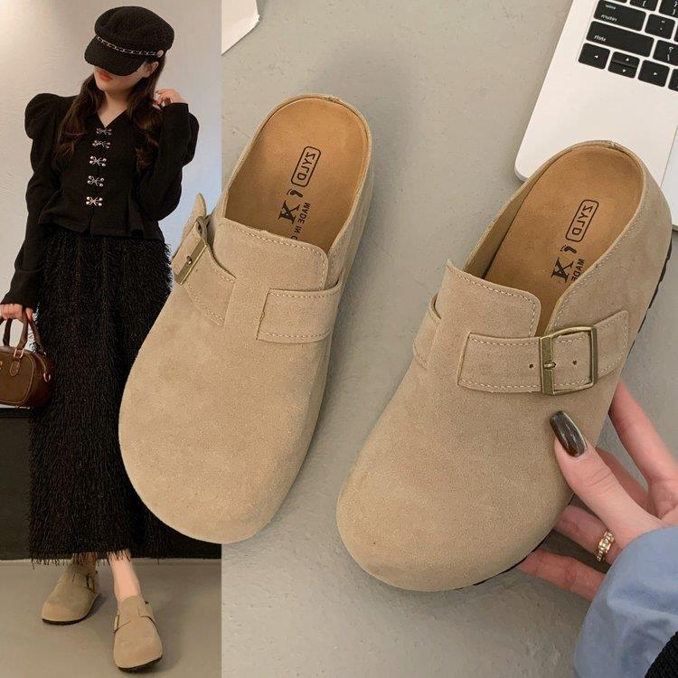 厚底勃肯鞋女外穿2025年秋季新款懒人一脚蹬拖包头拖鞋子1215r