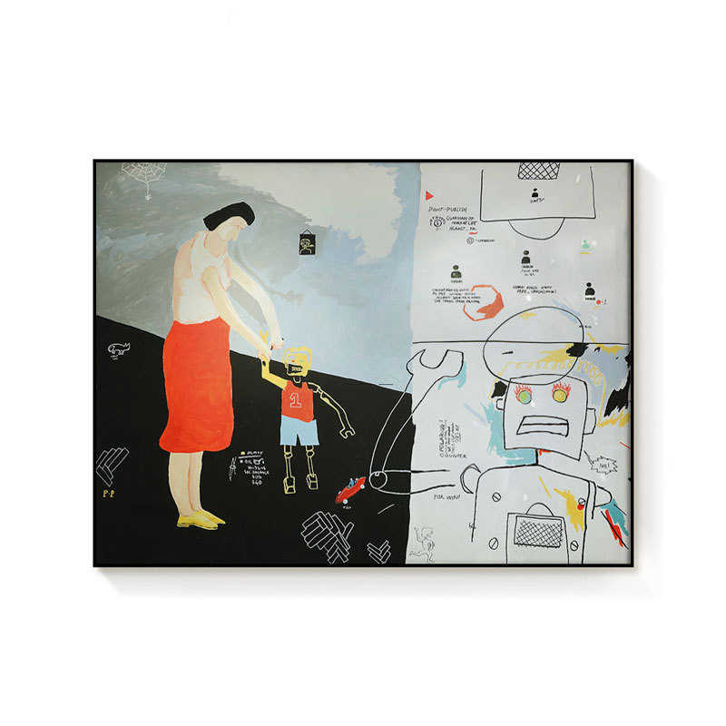 艺术家抽象卡通newmasus画玄关趣味艺术挂画餐厅卧室客厅装饰油画