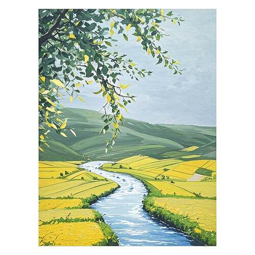 手绘油画轻风物语北欧风肌理画沙发背景客厅装饰画山水画风景挂画