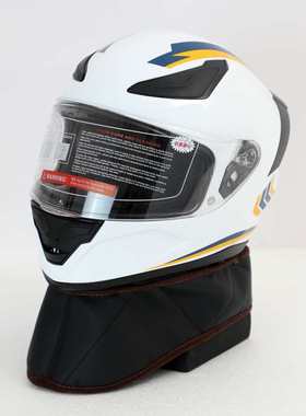 科锐骑行全盔交通勤务巡逻铁骑帽盔白色四季通用双面镜防护安全盔