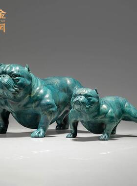 铜金岁月恶霸犬铜摆件家居客厅博古架电视柜狗狗彩铜器摆件工艺品