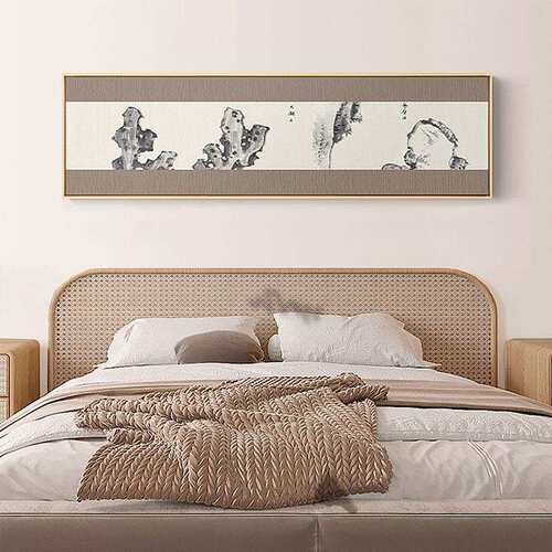石相 新中式禅意卧室床头装饰画中国风太湖石挂画样板间茶室壁画