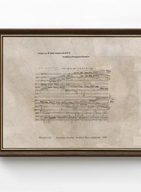 高档肖邦饰琴谱琴房装画室美式小众艺术客厅壁画钢挂琴卧背景墙乐