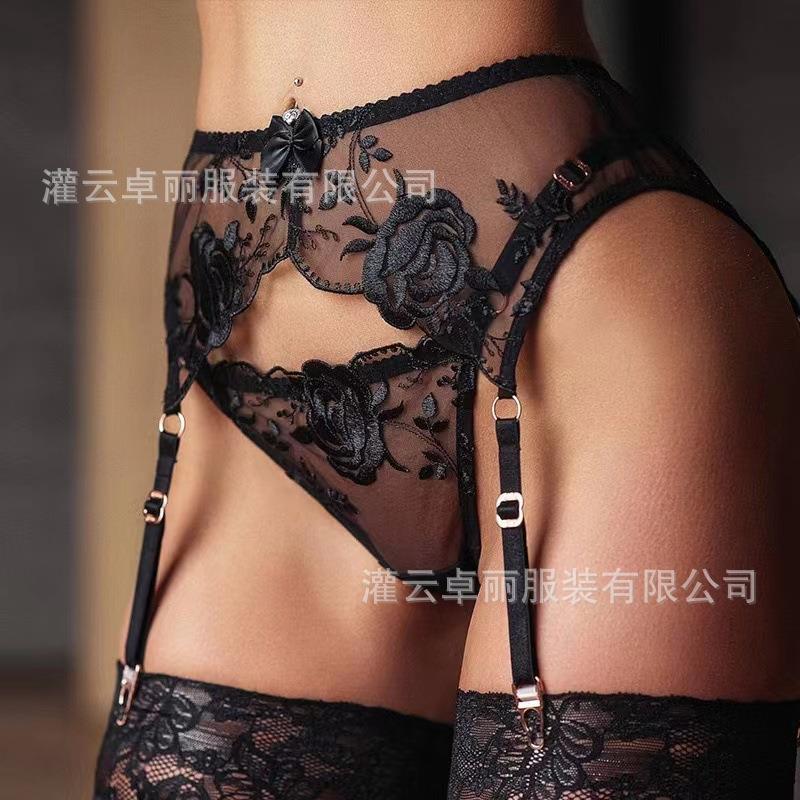 Bra Set Underwire Fashion Lace Eyelashes Three-piece
