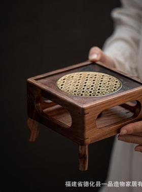 胡酒桃木茶炉花茶壶蜡烛黑加热烤茶炉家用店保温煮茶温器暖茶NZH