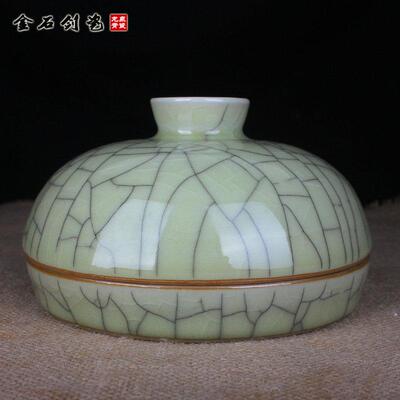 龙泉青瓷开片大号印泥缸定制文房四宝瓷缸陶瓷器盖碗印泥盒