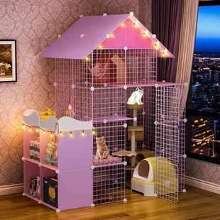 房子两层猫屋猫咪用品 猫笼子家用大号猫窝别墅三层猫舍小猫