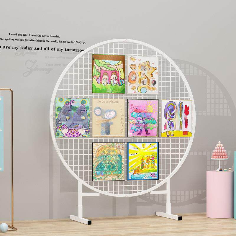 铁网格网圆形装饰网格架幼儿园作品展示易拉宝婚庆展示挂架落地网