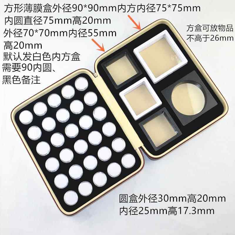 正品60只旋转圆盒宝裸石宝钻戒面彩收纳盒珠文玩珠子透明拉链盖皮