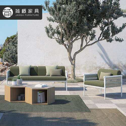 新款直销户外桌椅北欧设计师庭院别墅样板间酒店藤编沙发椅子防水