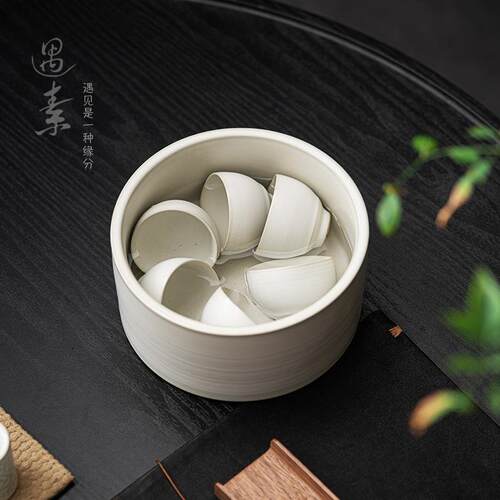 粗陶茶洗大号建水陶瓷水洗茶杯洗笔洗功夫茶具茶道配件水盂茶渣缸