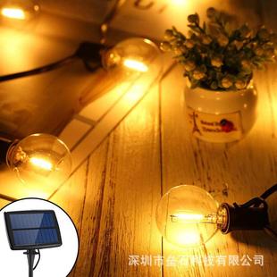 户外防水G40LED太阳能灯串庭院布置节日彩灯花园装 饰E12灯座照明
