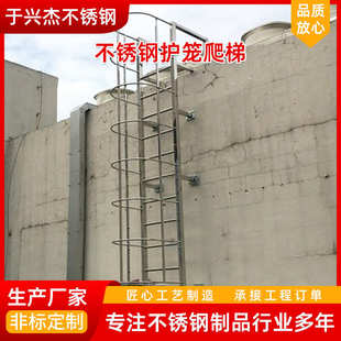 厂家供应 不锈钢护笼爬梯工程用梯不锈钢直梯护笼圈施工安全爬梯