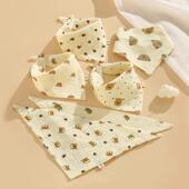 婴儿口水巾纯棉三角巾新生儿纱布围嘴a类薄款 四层超软宝宝口水兜