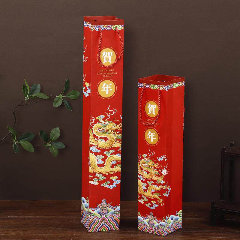 挂历纸袋手提袋月历礼品袋字画挂历纸筒白卡纸袋厂家专版纸罐