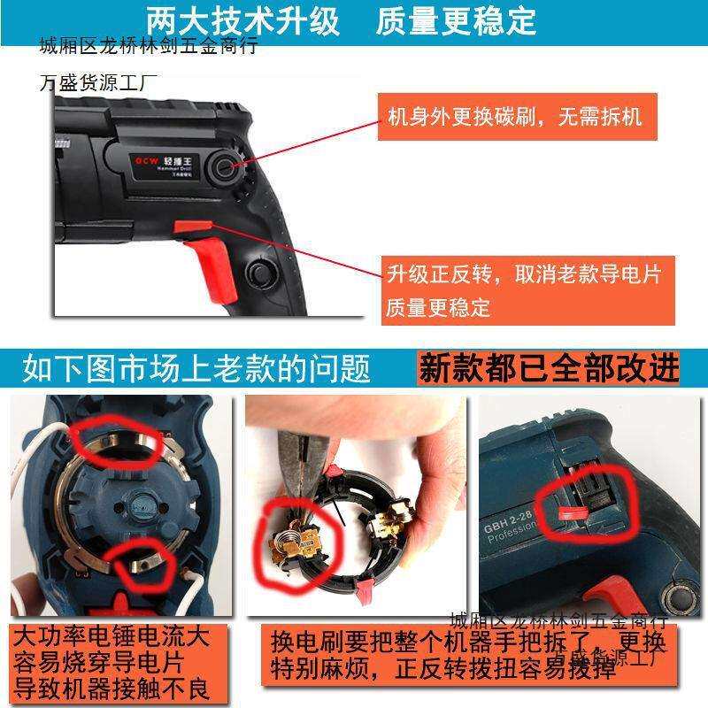 德国品质工业级轻型电锤多功能冲击钻 大功率电钻混凝土电镐家用