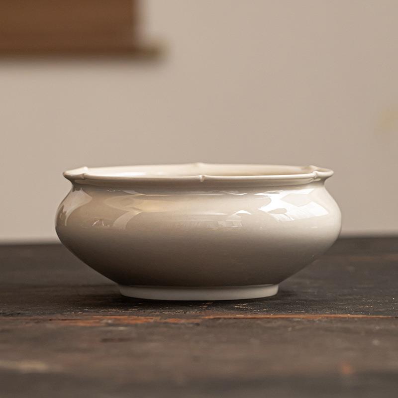 草木灰茶洗茶渣缸复古高档禅意水盂茶洗缸陶瓷大号洗茶盆茶具配件