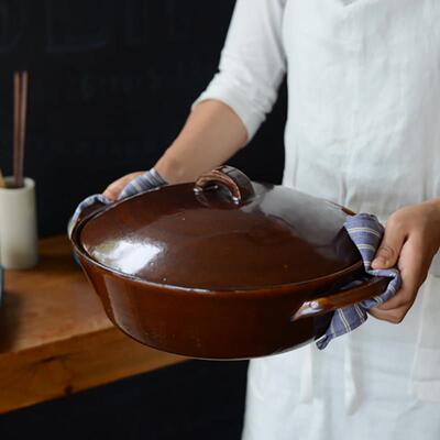日本进口Studio M陶瓷砂锅深汤锅闷烧锅炖锅耐高温陶土锅熬粥煲汤