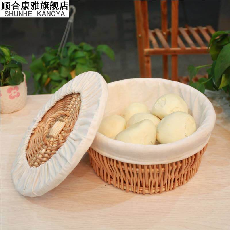 馒头筐家用创意保温馍筐带盖藤编收纳框草编盛馍饼食品板栗箱商用
