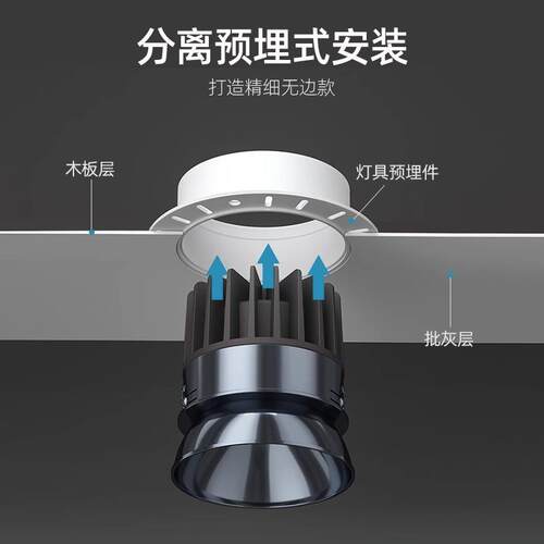 无边框筒花灯ed嵌入式家l用客厅防眩灯cob射灯小山丘天预埋无118