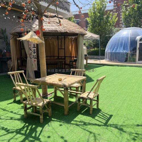 复桌庭椅院竹桌组合竹椅子老式竹桌子古户外方茶TLG田园风手工编