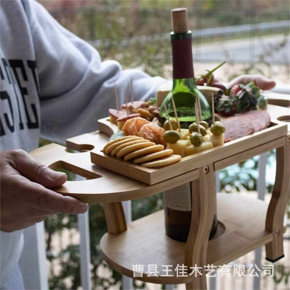 户外野餐木质托盘竹制果盘红酒架创意欧式高脚杯架吊杯架双层托盘