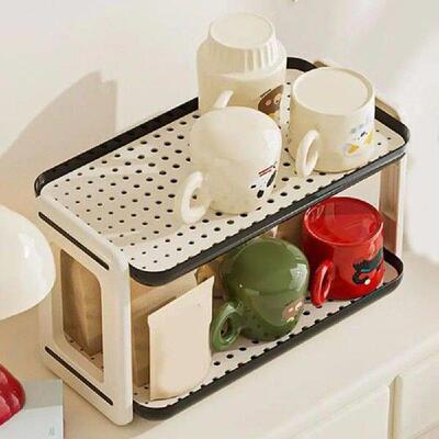 Plastic Cup Storage Rack Large Capacity Cream Style Water