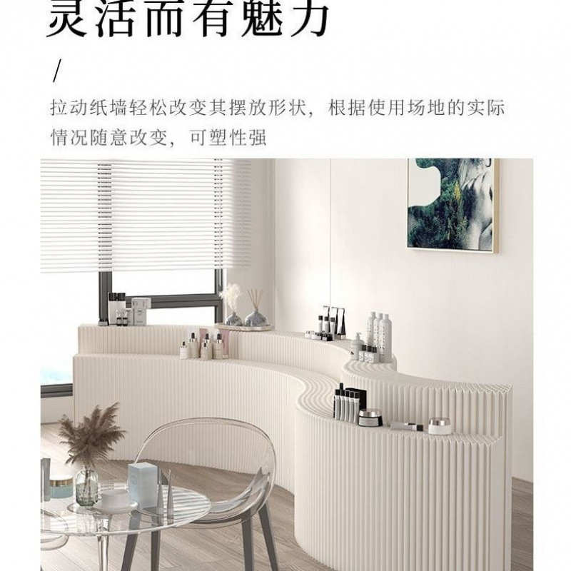 可折叠多功能长条展台中岛创意展会商场陈列移动多层展示架展示台
