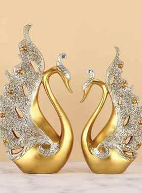 客厅氛围感好物摆件情侣天鹅家居客厅酒柜装饰品摆件中式轻奢创业