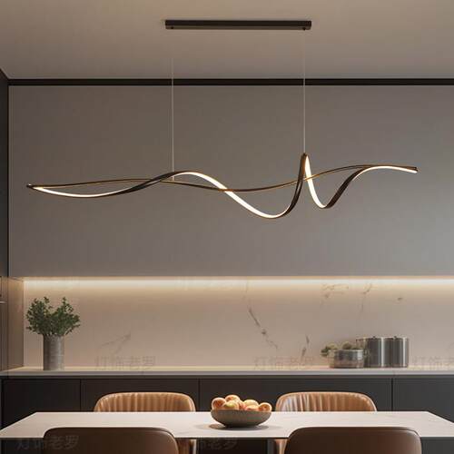 全铜饭厅吊灯2025新款现代简约轻奢餐桌设计师创意一字长条吧台灯