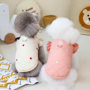 狗狗衣服宠物服装 棉背心 小型犬猫咪可穿秋冬保暖舒适24爱心飞袖