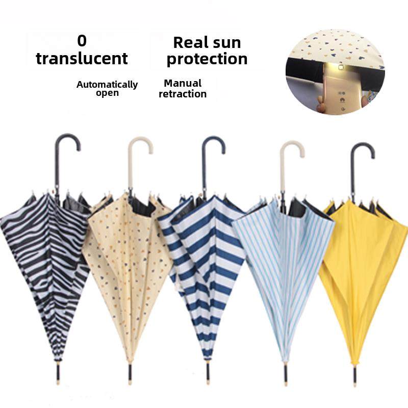 晴雨两用自动伞防晒防紫外线韩国学生黑胶遮阳晴雨伞长柄太阳伞女