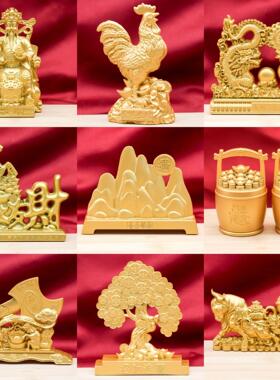 金属工艺品摆件合金马上发财如意麒麟金牛送福合金财神有钱花转转