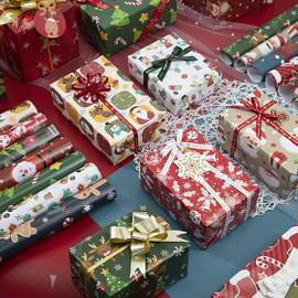 圣诞包装纸礼物纸节日红绿色装饰礼盒花束包装材料手工彩纸