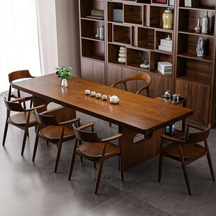 实木大板茶几和椅子组合一桌五椅简单现代茶几家庭阳台办公室茶几