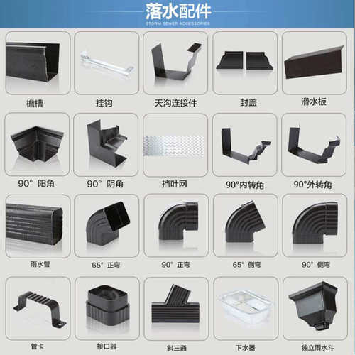 圆形天沟雨雨水管屋檐水斗别墅铝合金品水斗雨室外排水管方形落成