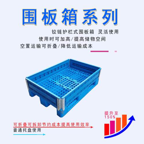 1210加厚带盖折叠塑料围板箱1111托盘护栏卡板运输1208塑料围栏箱