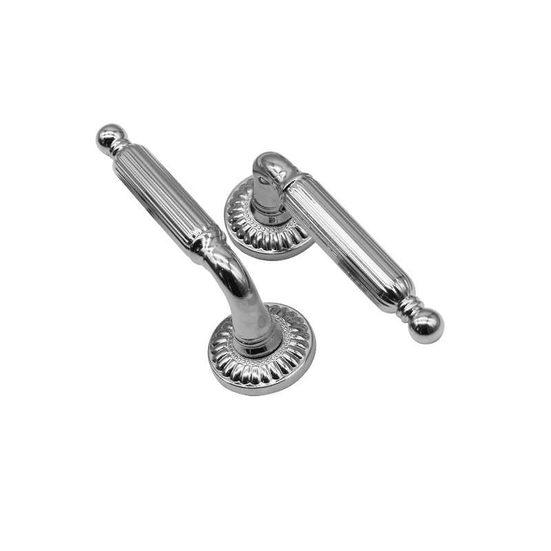 法式门锁卧室房门锁室内木门把手亮铬色欧式分体锁简易磁吸静音锁