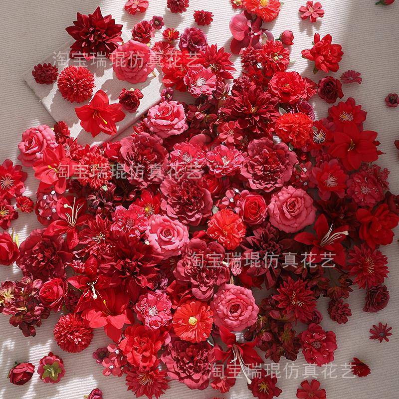 仿真红色系混搭花朵花头 diy手工材料 汉服古风手作簪花头饰装饰