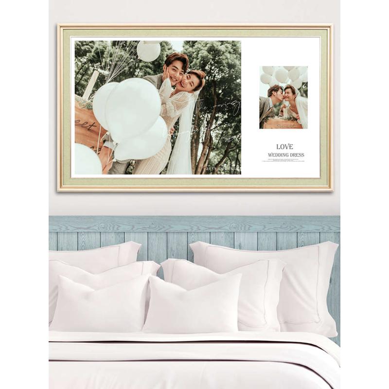 W1TR婚纱照放大相框挂墙影楼定 制结婚全家福照片36 48寸客厅卧室