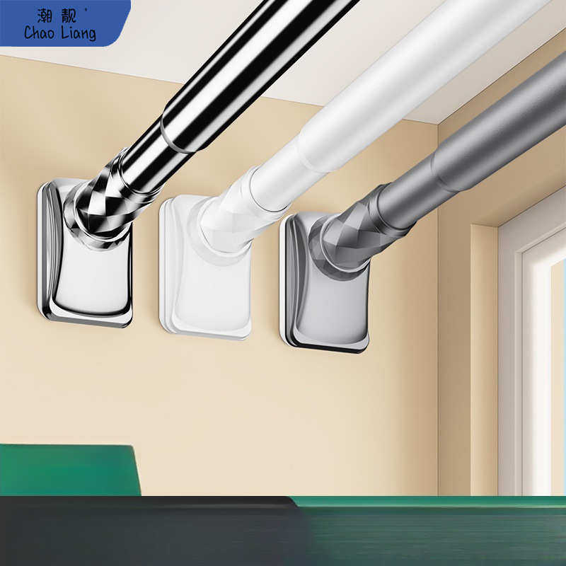 伸缩杆免打孔安装窗户窗帘可调节穿杆浴帘门帘杆子半帘浴室包邮