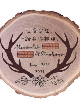 高档定制原木意对戒盒求礼婚钻戒盒创婚纳森系戒枕首饰收实木戒指